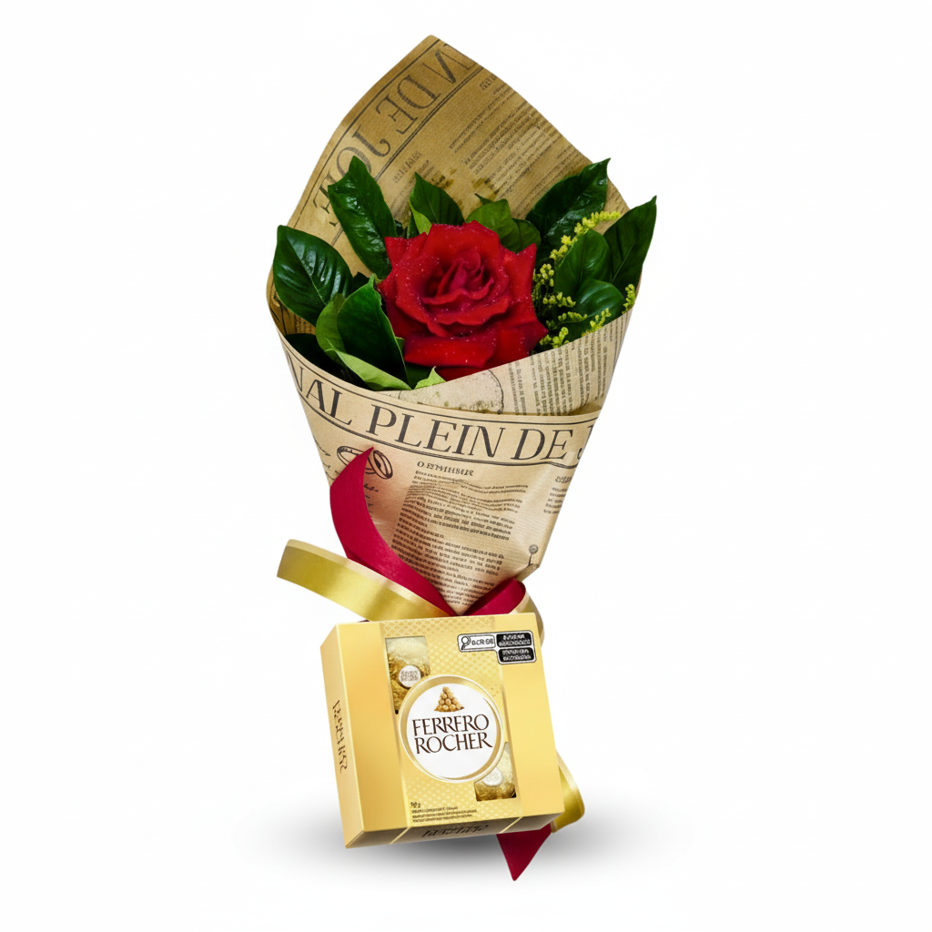 Mini buque de Rosa e Ferrero Rocher 