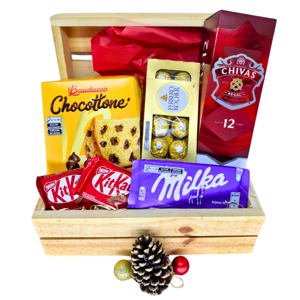 Cesta Natal Doce Encanto com Whisky Chivas