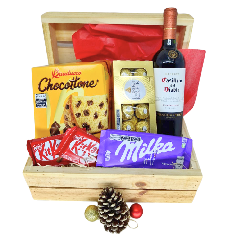 Cesta Natal Doce Encanto Com Vinho