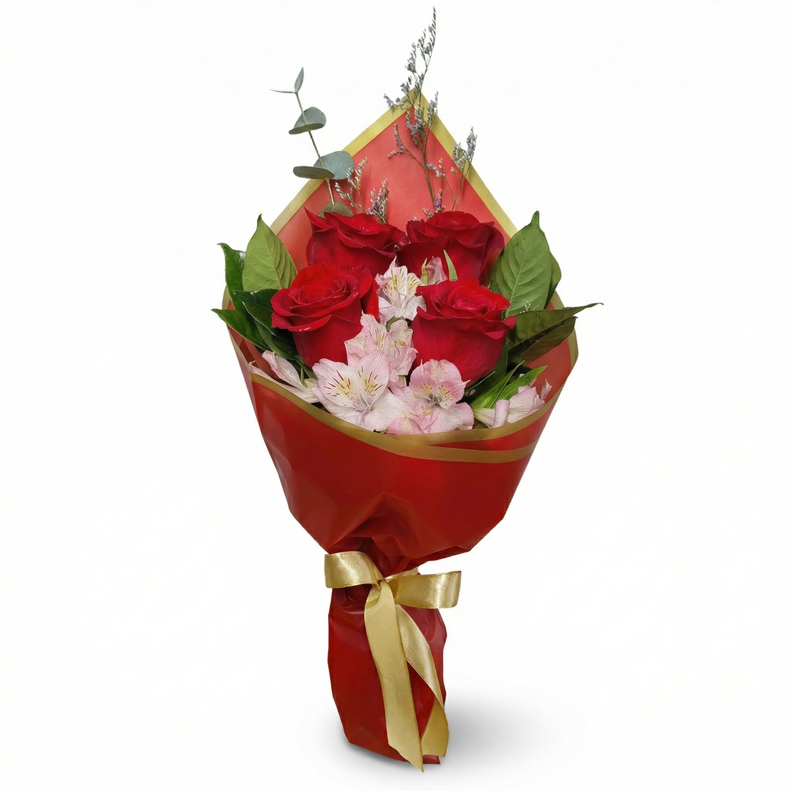 Buqu� 4 Rosas  - Brilho Vermelho