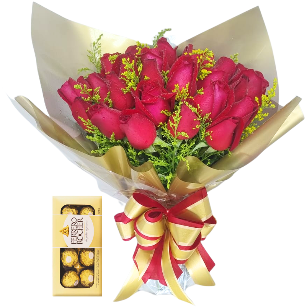 Buqu 30 Rosas - Paixo Intensa & Ferrero