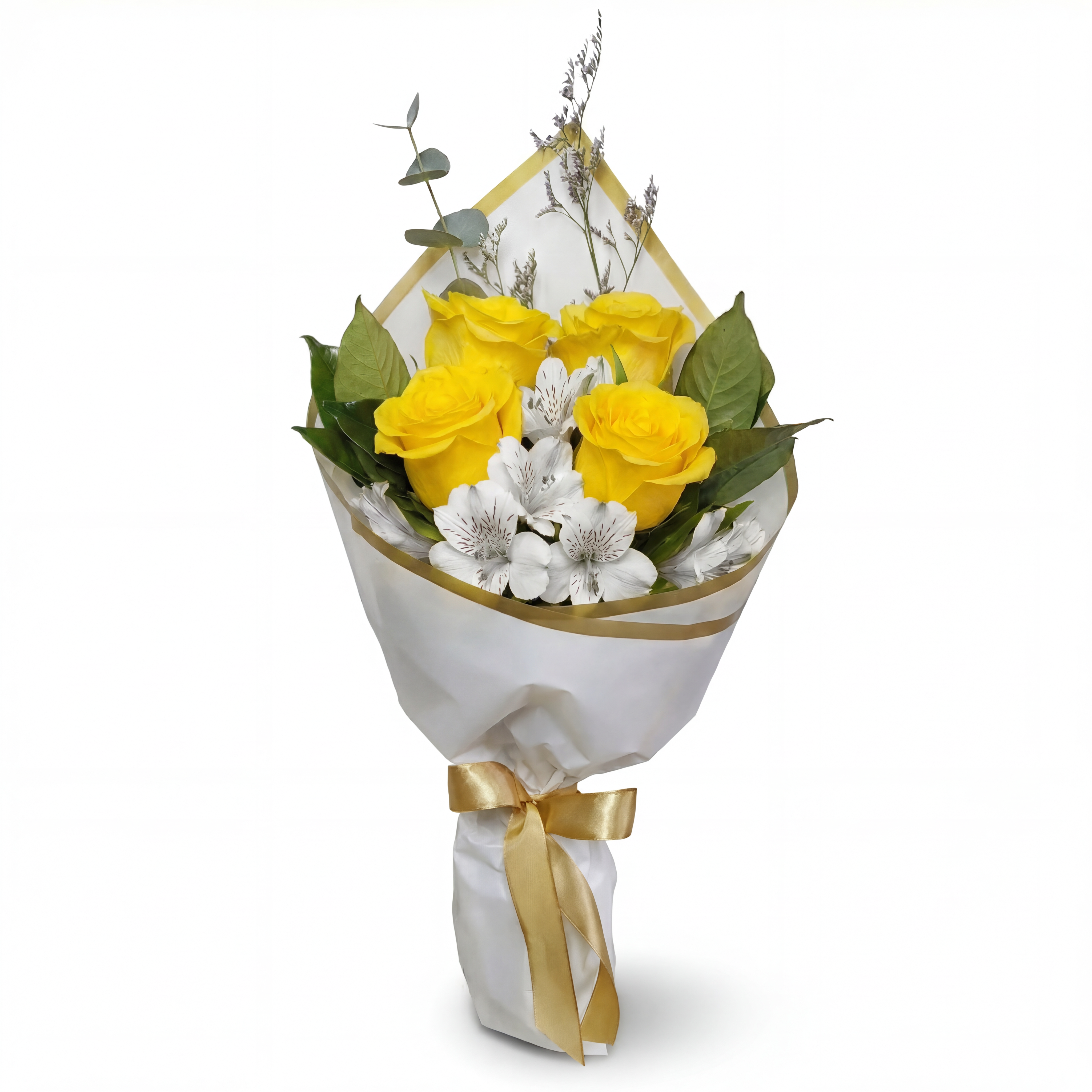 Mini Buqu� Singelo � 4 Rosas Amarelas