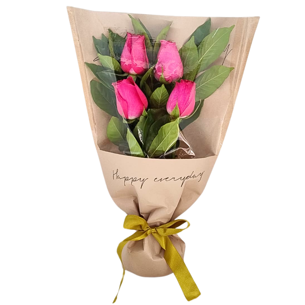 Buqu Singelo  4 Rosas Pink