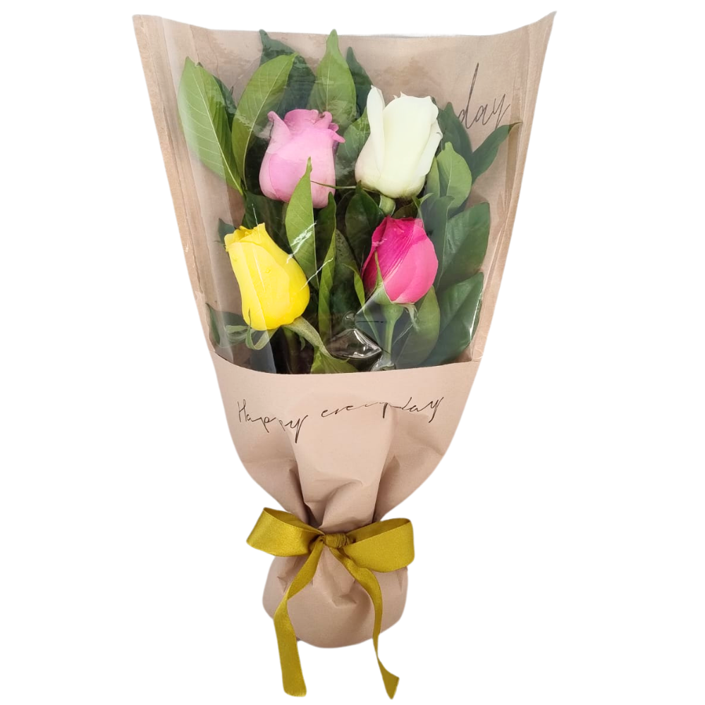 Buqu Singelo  4 Rosas Coloridas
