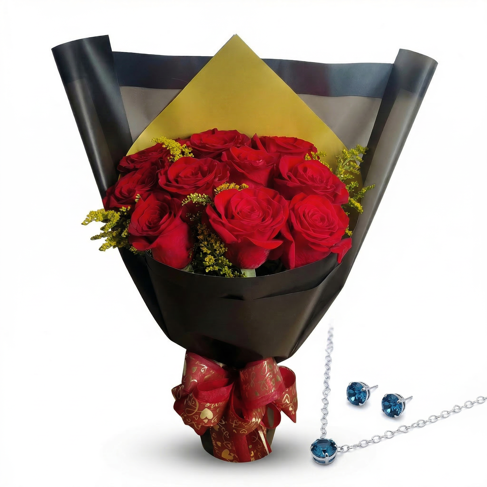 Buqu� 10 Rosas Importadas com joia - Paix�o Vermelha