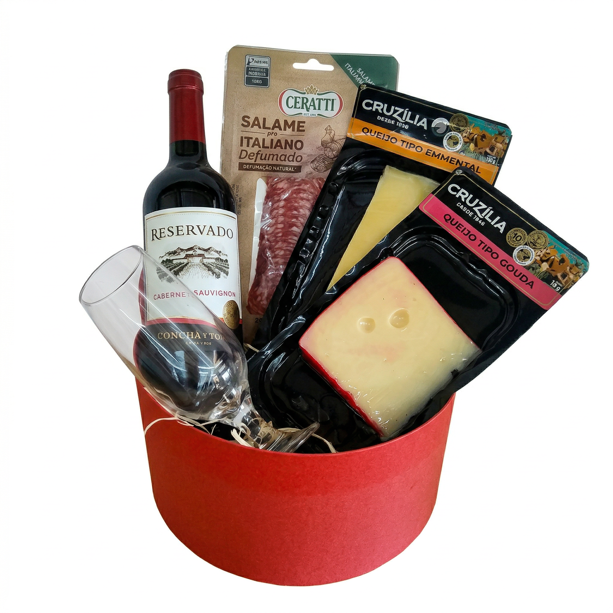 Cesta Vinho com Queijos 