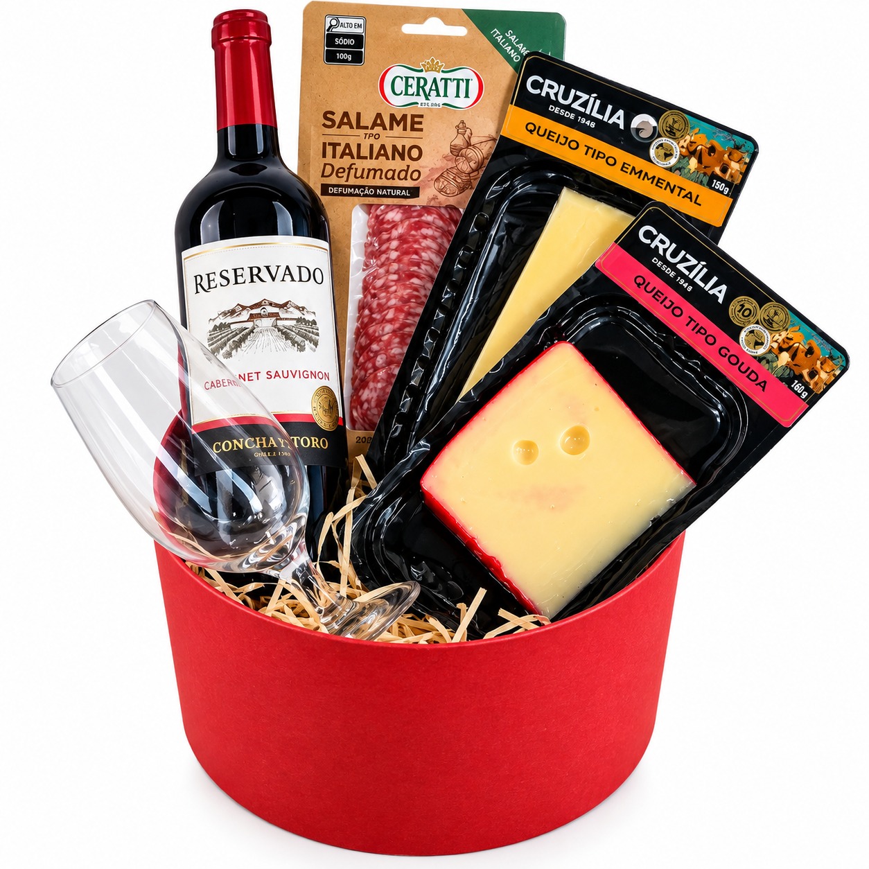 Cesta Vinho com Queijos 
