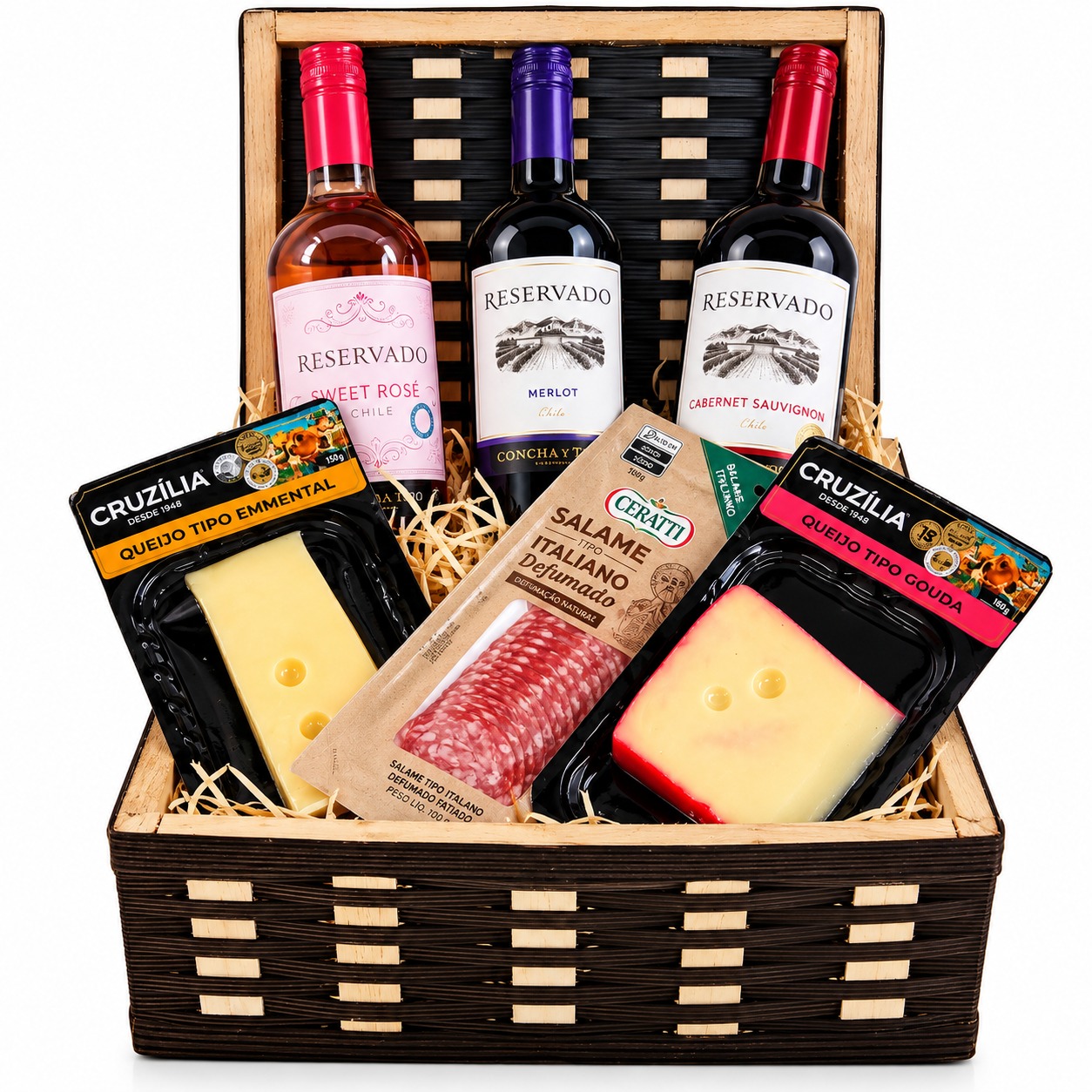 Cesta Trio de Vinhos & Sabores