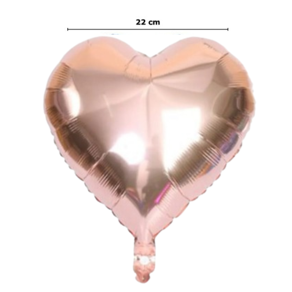 Bal�o Metalizado Cora��o Rose Gold Vr 10pl  