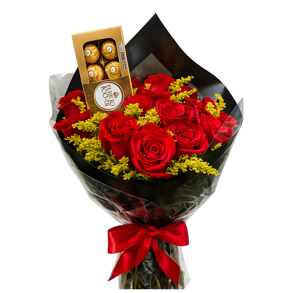 Buqu� 15 Rosas Importadas & Ferrero 