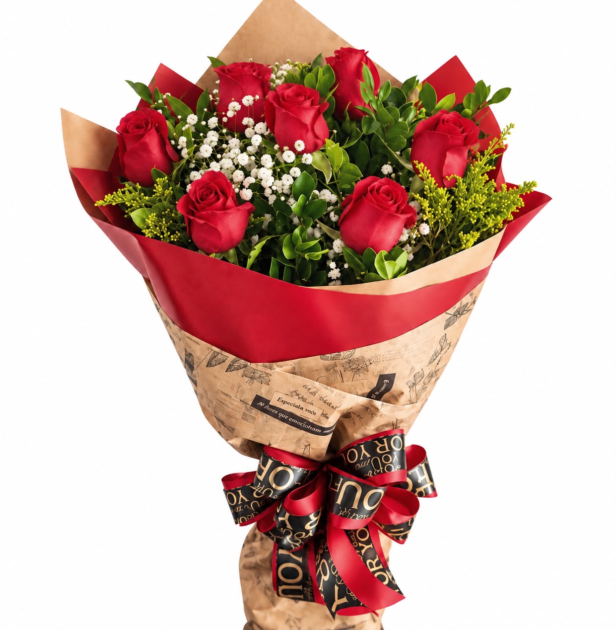Buqu� 7 Rosas Colombianas - Amor Ardente