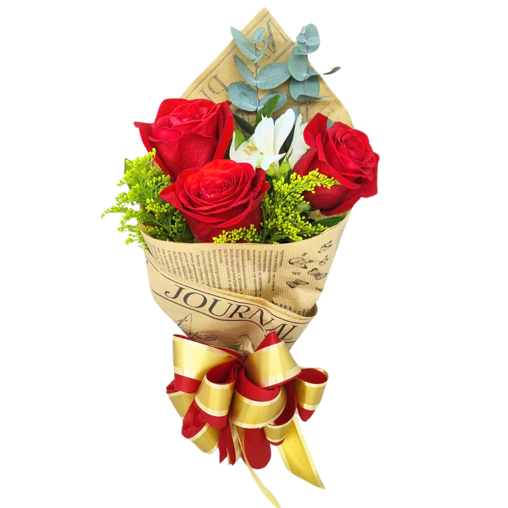 Buqu 3 Rosas -  Desejo Vermelho