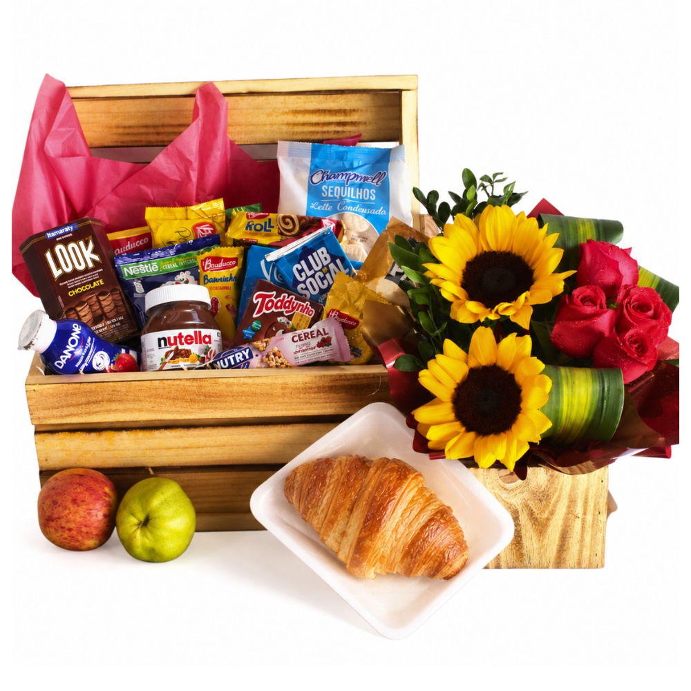 Cesta de Caf� Despertar com Flores