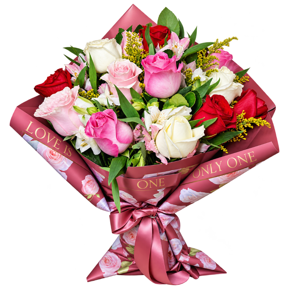 Buqu� 11 Rosas Multicoloridas
