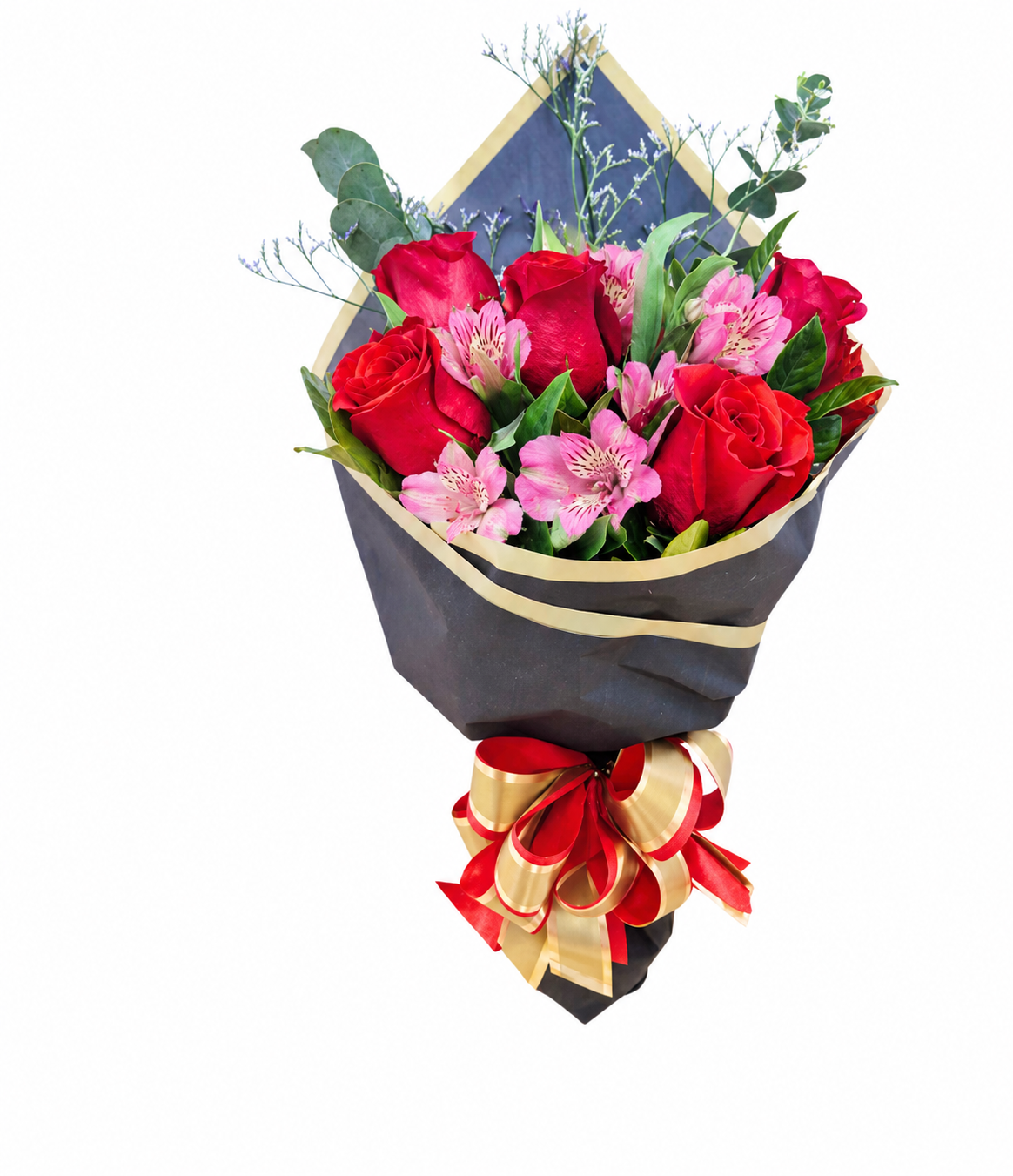 Buqu�  5 Rosas Importadas e Astrom�lias.