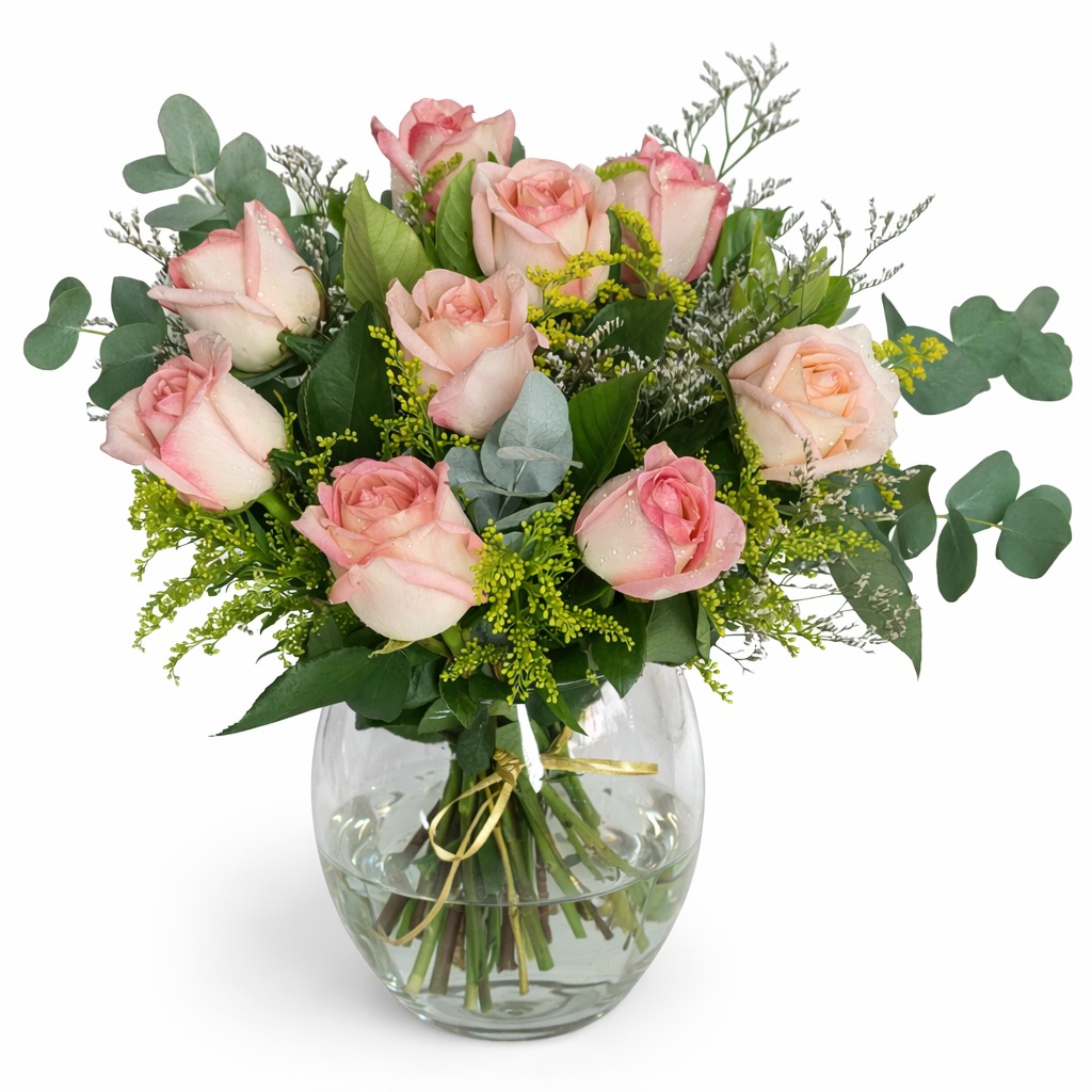 Buqu� de Rosas Cor-de-Rosa com Chocolate Ferrero 